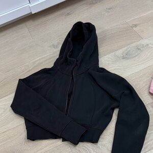 Lululemon black cropped full zip up scuba hoodie size 8